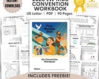 JW Kids Workbook 2025 Pure Worship Convention Activities for Toddlers PreK Kindergarten Digital Worksheets JW Regional Convention Printables