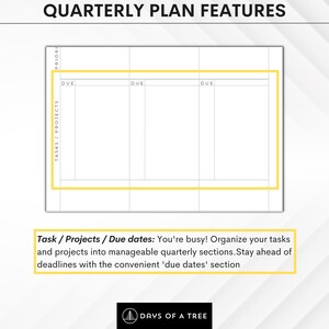 Quarterly Planner Printable Fillable Quarterly Business Calendar 3 Month Agenda Project ...