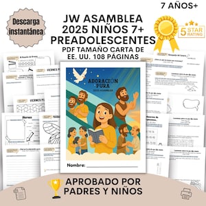 Adoración Pura Asamblea 2025 Libro Actividades Pre Adolescentes JW Cuaderno Español Imprimible 7+ Años Spanish Convention JW Kids Workbook