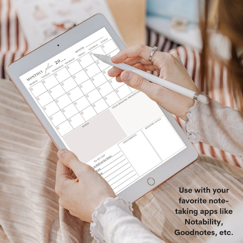JW Monthly Calendar Ministry Theocratic Schedule JW Pioneer Etsy