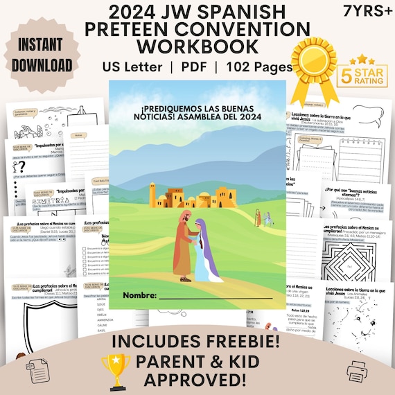 Spanish JW Kids PreTeen Workbook Ages 7+yrs Digital 2024 Declare The Good News Activity Workbook JW Regional Convention JW Spanish Printable