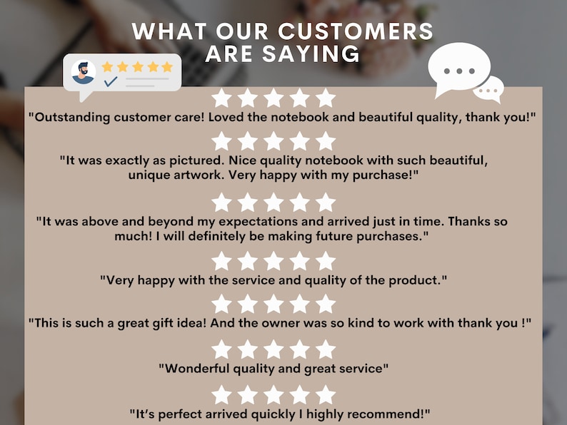 May include: Image featuring customer testimonials with a beige background. The text "WHAT OUR CUSTOMERS ARE SAYING" is at the top. Testimonials include phrases like "Outstanding customer care!" and "Very happy with the service and quality of the product."