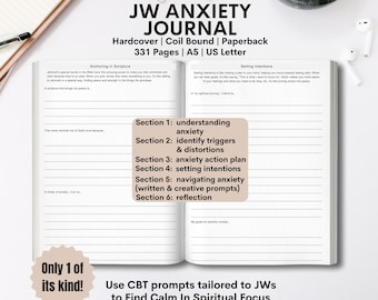 JW Anxiety Journal JW Gift Idea For Pioneers Sister Elders Teens Spiritual CBT Guided Notebook for Jehovahs Witnesses Jw Baptism Gift jworg