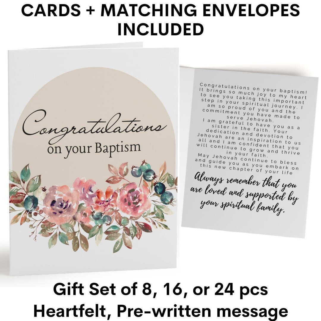 JW Baptism Cards Congratulations on Your Baptism 8 16 24 Etsy