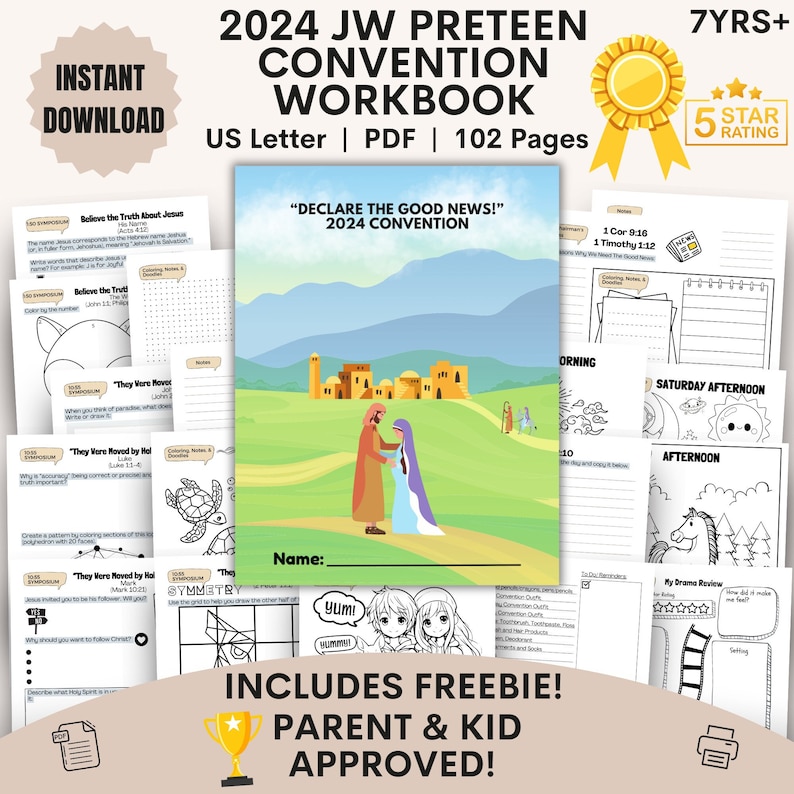 JW Kids PreTeen Workbook Ages 7 yrs Digital 2024 Declare The Good News Activity Workbook JW Regional Convention JW Printables Jw Kids Gifts image 1