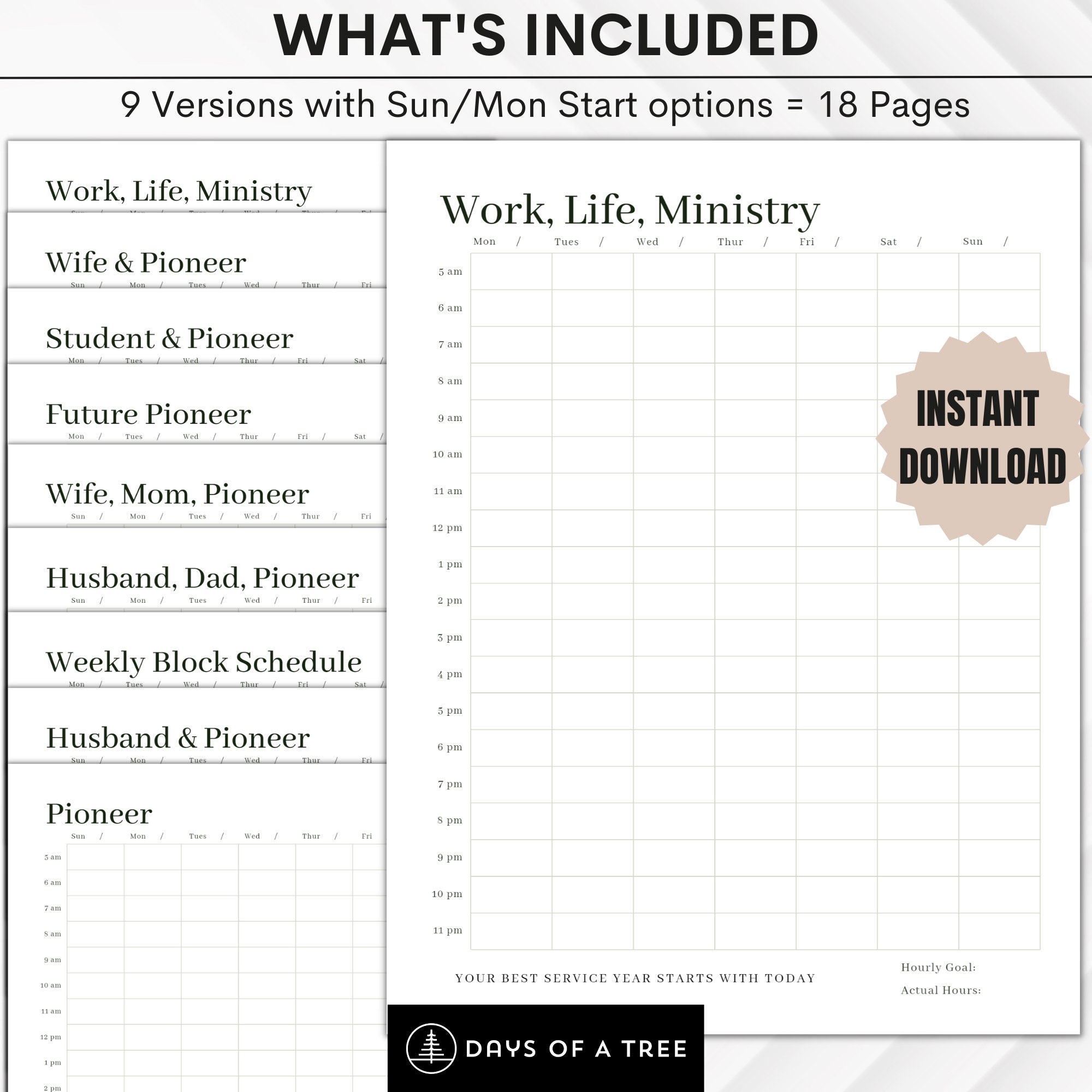 JW Work Life Ministry Block Schedule Bundle Printable Ministry Planners