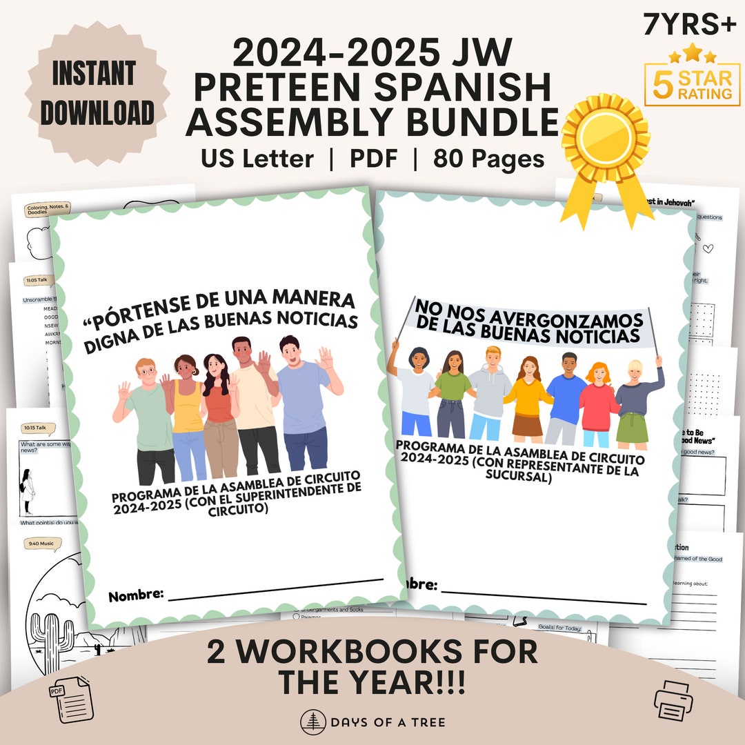 JW Kids Preteen Spanish Assembly Workbook Bundle Ages 7+ Digital Not ...