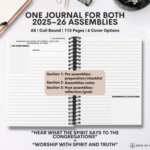 JW Assembly Notebook 2-in-1 Adults Teens 2025-2026 Assembly Notebook with Program For Hear What The Spirit Says & Worship With Spirit Truth