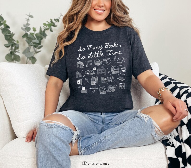 Book Lover T-Shirt Reading Shirt Librarian Tee Teacher Appreciation Gift Bookworm Shirt Bibliophile Book Club Apparel Bookish Gift for Women Dark Grey Heather