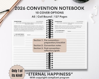 2026 JW Convention Notebook with Program & Scriptures JW Gift JW Baptism Gift International Eternal Happiness Jw Regional Jw Convention Gift