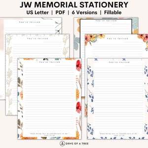 Set di cancelleria commemorativa JW Carta da lettere stampabile JW per la commemorazione di Gesù Cristo Modello perfetto per campagne di ministero pionieristico