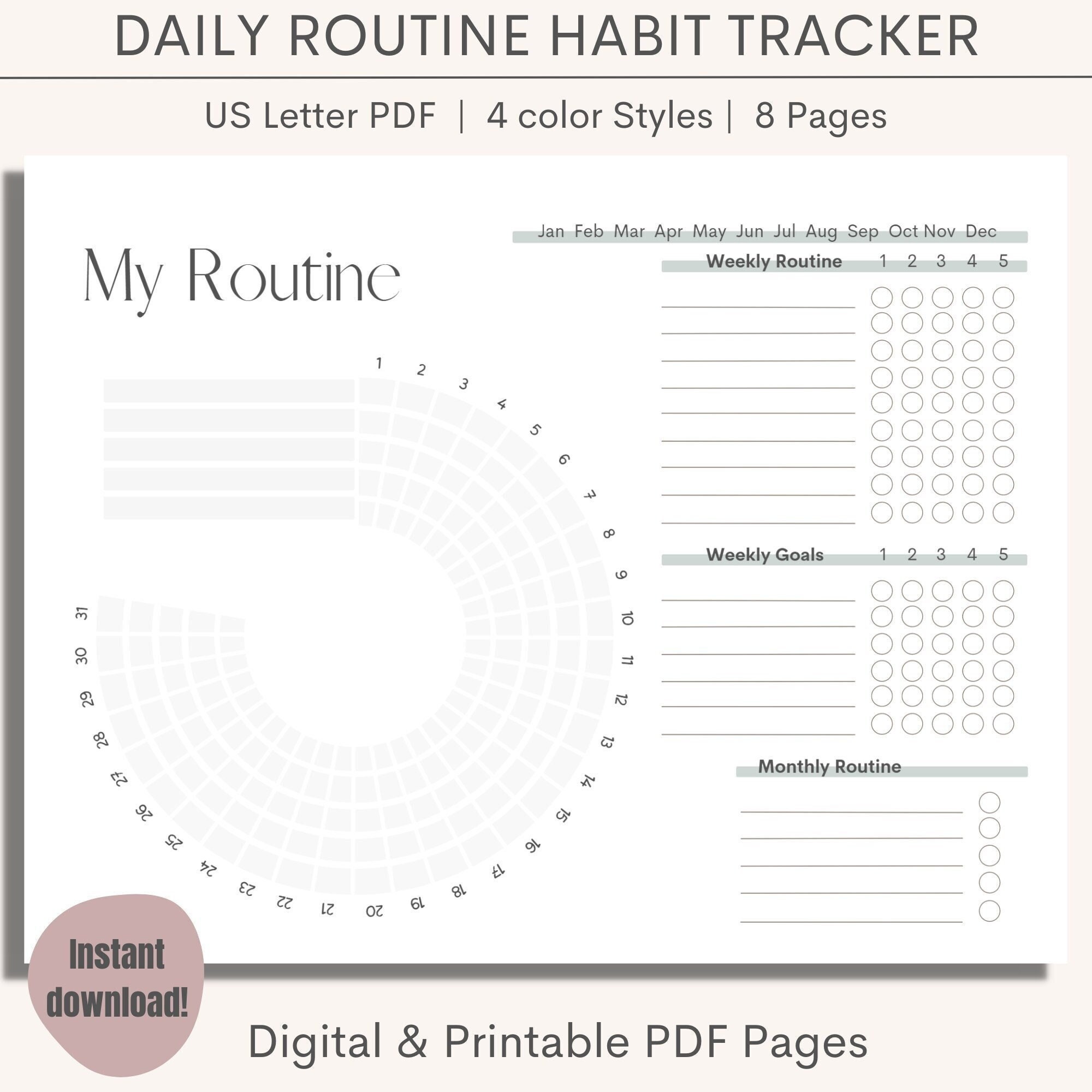 Daily Routine Habit Tracker Printable Daily Routine Etsy México