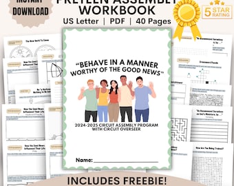 JW Kids PreTeen Assembly Workbook Ages 7+ Digital Behave in a Manner Worthy of the Good News Activity Workbook JW Assembly Packet with CO