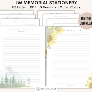 JW Memorial Stationery Bundle Printable Letter Writing Paper Memorial of Jesus Invite Pioneer Ministry Campaign Supplies Print at Home Set