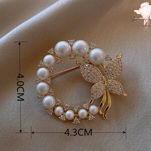 Brooch Pin for women Pearl Brooch Rhinestone Brooch Pearl Gift Brooch Butterfly Pin Classic accessories lover gift for friend Free Shipping image 6