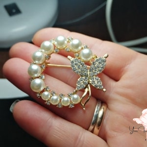 Brooch Pin for women Pearl Brooch Rhinestone Brooch Pearl Gift Brooch Butterfly Pin Classic accessories lover gift for friend Free Shipping image 5