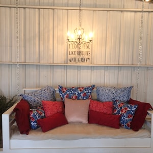 Porch Swing Bed, Hanging Porch Bed Swing, Daybed Swing, Hanging Bed, Wooden Bed Swing, Wooden Porch Swing, Wood Swing Bed, Outdoor Swing