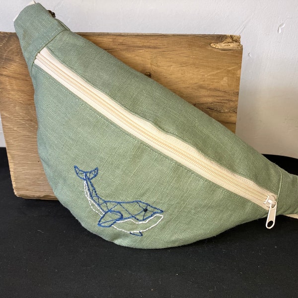 sac banane fait mains brodé baleine origami