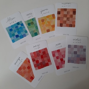 Les couleurs, cartes à l'aquarelle pour enfants