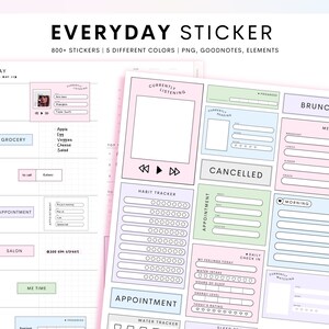 Essential Planner Widget and Words Stickers, Stickers for planner, cute stickers widgets, goodnotes, planner widgets, pastel digital sticker