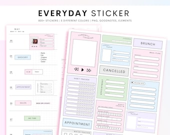 Essentiële Planner Widget en Woorden Stickers, Stickers voor planner, schattige stickers widgets, goodnotes, planner widgets, pastel digitale sticker