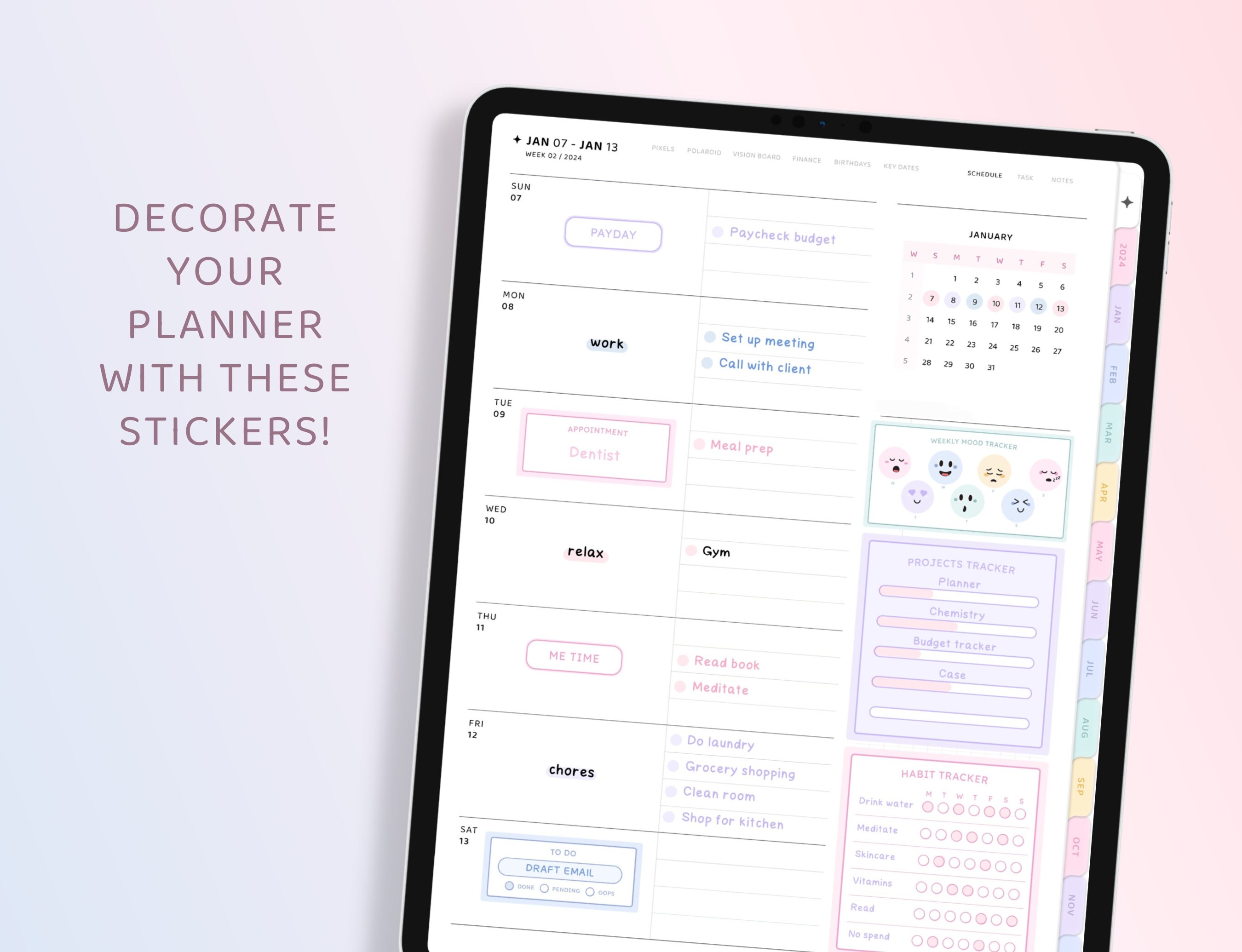 Essential Planner Stickers and Widgets, Sticky Notes Digital Sticker ...