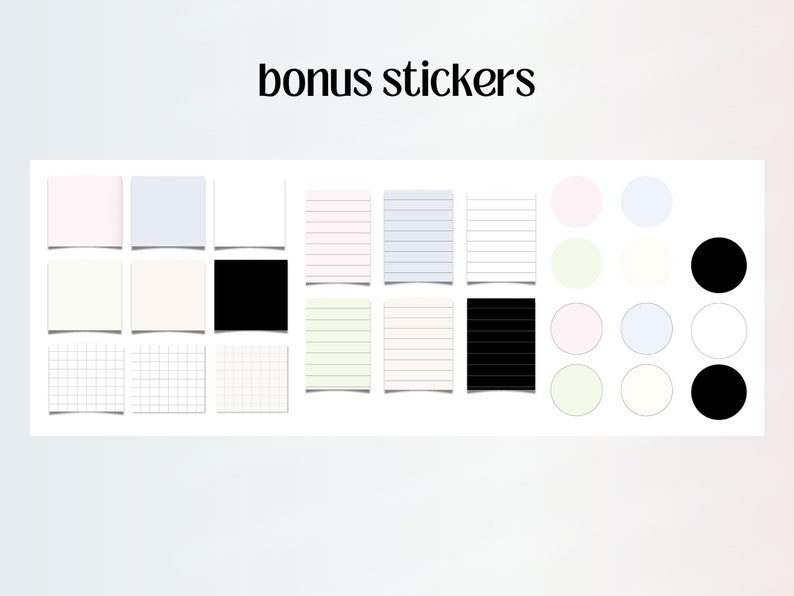 以下が含まれることがあります： さまざまなデザインの印刷可能なプランナー用ステッカー20個セット。無地の色、グリッドパターン、ラインパターンなどがあります。ステッカーは、プランナーやジャーナルに個性的なタッチを加えるのに最適です。