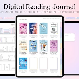 Digital Reading Journal, Book Review and Library Tracker, Digital Reading Log, Digital Bookshelf, Reading Planner, GoodNotes Reading Journal