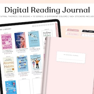 Diario di lettura digitale, Recensione di libri e tracker di biblioteche, Registro di lettura digitale, Scaffale digitale, Pianificatore di lettura, Diario di lettura GoodNotes