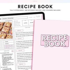 Digital Recipe Book, Monthly and Weekly Meal Planner, Planner for Ipad, Recipe Planner, Recipe Book Template, Goodnotes, Notability, Sticker