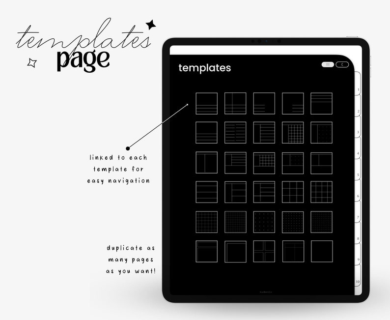 Dark Mode Digital Notebook, 10 tabs, Minimalist Notebook, Dark mode digital Journal, Digital Notebook School, Notebook with Tabs, Goodnotes image 3