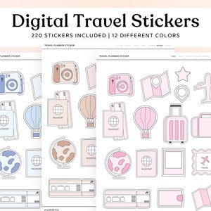 Travel Digital Sticker for Travel Planner, Stickers for Travel Journal, Travel Stickers Widgets, Goodnotes, Planner Widgets, Pastel, Neutral