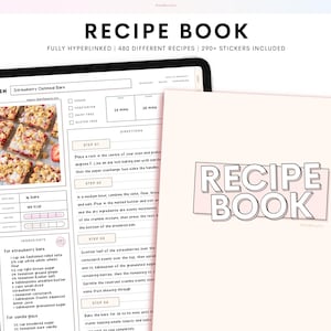 Beige Digital Recipe Book, Monthly and Weekly Meal Planner, Planner for Ipad, Recipe Planner, Recipe Book Template, Goodnotes, Sticker