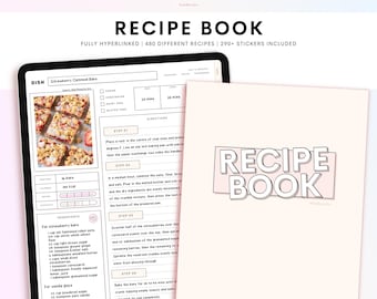 Beige Digital Recipe Book, Monthly and Weekly Meal Planner, Planner for Ipad, Recipe Planner, Recipe Book Template, Goodnotes, Sticker