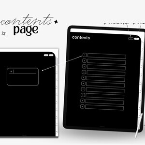 Dark Mode Digital Notebook, 10 tabs, Minimalist Notebook, Dark mode digital Journal, Digital Notebook School, Notebook with Tabs, Goodnotes image 2