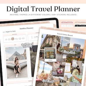 Digital Travel Planner, Digital Travel Journal, GoodNotes Planner, Travel Itinerary, Vacation Diary, Pastel Travel Planner, Ipad Travel