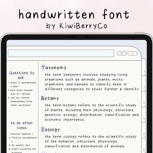 Kiwi Co Handwritten Font for digital notetaking and digital planning, Cute Handwritten Font for Goodnotes, Notability