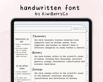 Kiwi Co Handgeschriebene Schriftart für digitale Notizen und digitale Planung, Niedliche handgeschriebene Schriftart für Goodnotes, Notability