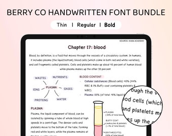 Berry Co Handwritten Font for Digital Notetaking and Digital Planning, Cute Handwritten Font for Goodnotes, Notability