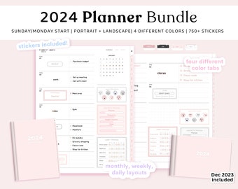 2024 Digital Planner Bundle, Neutral Landscape Planner, Portrait Planner, Everyday Digital Stickers, GoodNotes Planner, Daily Planner, iPad