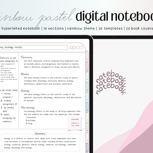 Digital Notebook, Digital Hyperlinked Notebook, Pastel Digital Notebook, Rainbow Notebook, Digital Notebook School, Notebook with Tabs
