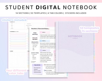Student Digital Notebook, Digital Hyperlinked Notebook, Pastel Digital Notebook, Minimalist Notebook, Student Planner, Notebook with Tabs