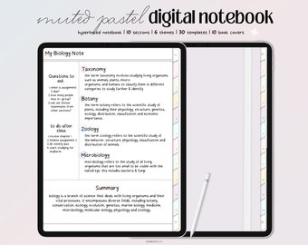 Cahier numérique, Cahier numérique pastel, Cahier hyperlié numérique, Cahier minimaliste, École de cahier numérique, Cahier avec onglets