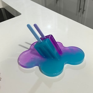 Large Melting Double Popsicle Ring Holder, Neon Pop Art Decor, Resin Sculpture, Candy Art