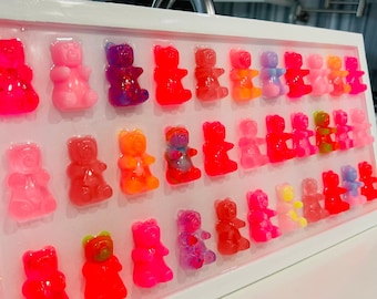 Handgemaakte harsgummybeerpop-art: 3D-wanddecor (20 x 10)