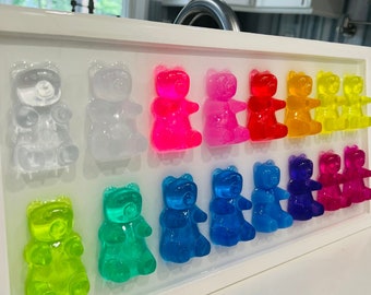 Muurkunst regenbooghars gummybeer: 3D-pop-art kinderkamerdecoratie