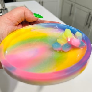 Vassoio portaoggetti con cristalli arcobaleno, vassoio portaoggetti, contenitore per gioielli