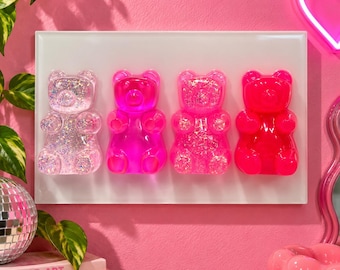 Rosa Gummibärchen Wandkunst, Dopamin-Dekor, Harz Pop Art Candy Skulptur, Kawaii Rosa Wandbehang, Girly Maximalist-Dekor
