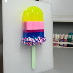 Rainbow Resin Popsicle Rainbow Sprinkles, 3D Pop Art wall art, Nursery Room Decor, Candy Art, Wall Hanging