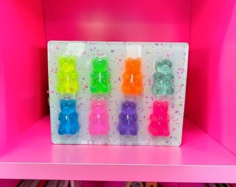 Rainbow Gummy Bear Wall Art – Resin Pop Art Candy Sculpture, Dopamine Decor, Colorful Kawaii Decor, Sprinkle Art, Candy Cabinet Collection